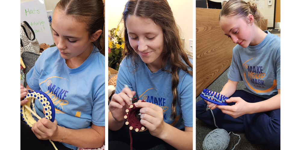 students knitting