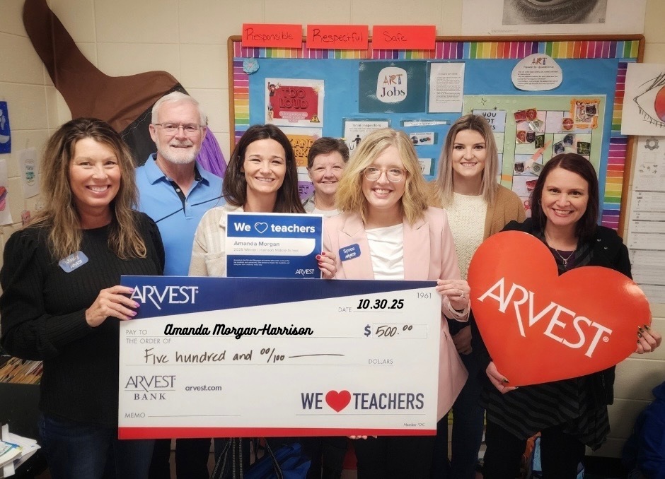 Arvest Team, Amanda Morgan, and Harrison Schools administration,