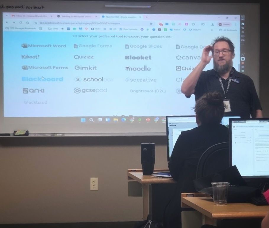 Kevin Kaeser presenting in a classroom at Northark