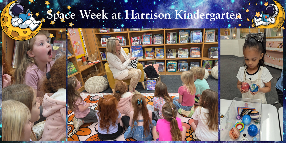 Students in library during space week