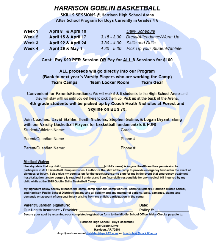 4th Grade Boys Baskeyball Skills Sessions