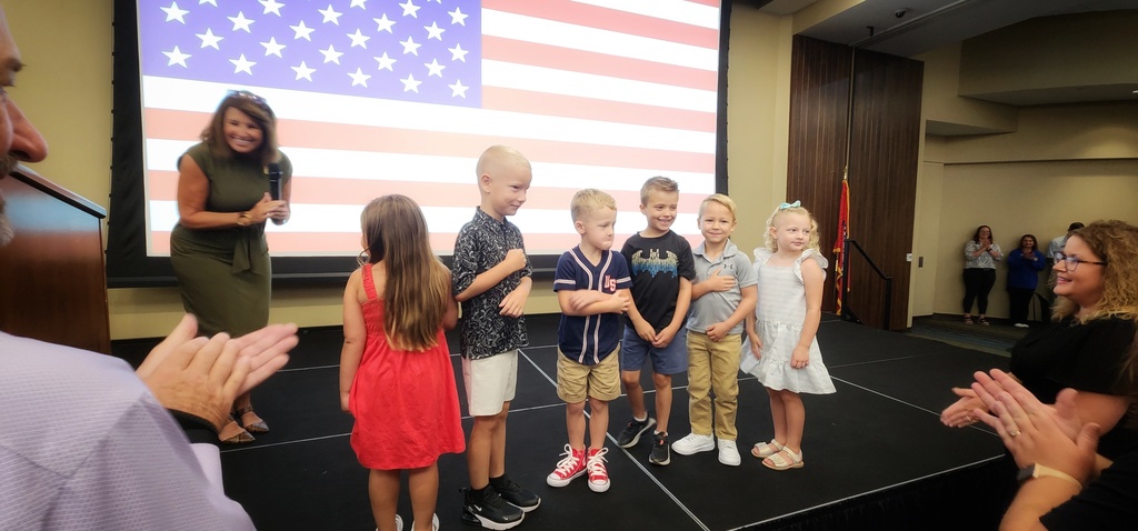 Students leading the Pledge of Allegiance