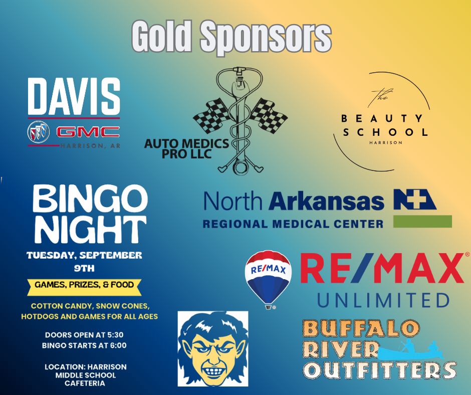 🎉 The Harrison Middle School PTA would like to thank our Gold, Silver, and Bronze Level Sponsors! 🎉  Join us for a night of fun, prizes, and Goblin spirit at HMS PTA Bingo Night 💙💛  📅 Tuesday, September 9 📍 Harrison Middle School Cafeteria 🕠 Doors Open: 5:30 PM 🕕 Bingo: 6:00–7:30 PM  👉 Don’t miss your chance to yell BINGO!