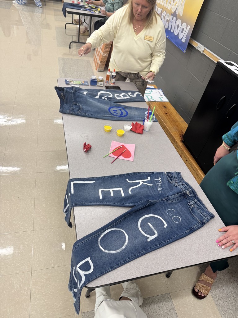 🎨👖 Teamwork + Creativity = Goblin Spirit!  Harrison Middle School teachers came together after school for a fun team-building activity—painting school-spirited jeans! 💛💙 Such a great way to bond, relax, and show off their Goblin pride! 🏆✨   #TeamHMS #GoblinPride #BetterTogether