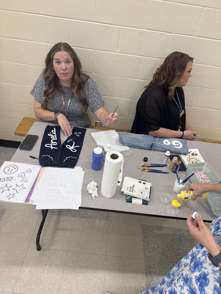 🎨👖 Teamwork + Creativity = Goblin Spirit!  Harrison Middle School teachers came together after school for a fun team-building activity—painting school-spirited jeans! 💛💙 Such a great way to bond, relax, and show off their Goblin pride! 🏆✨   #TeamHMS #GoblinPride #BetterTogether