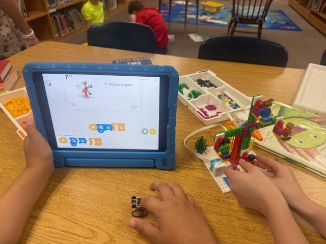 student in media center