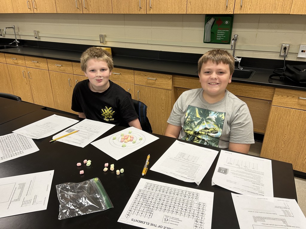 Subatomic particles never tasted so fun!  Mrs. Scoggins’ 7th Grade Science students participated in a “Build an Atom” lab using marshmallows to model subatomic particles. This engaging activity helped deepen their understanding of atomic structure and atomic numbers.