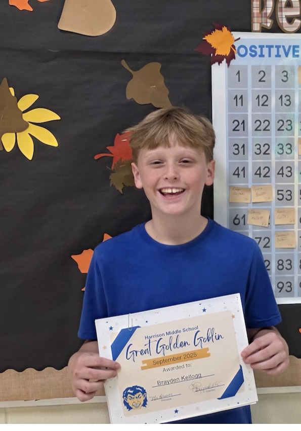 🎉 Shoutout to our 6th Grade Great Goblins—September Students of the Month! 💙💛 We are so proud of you!  #HarrisonMiddleSchool #GreatGoblins