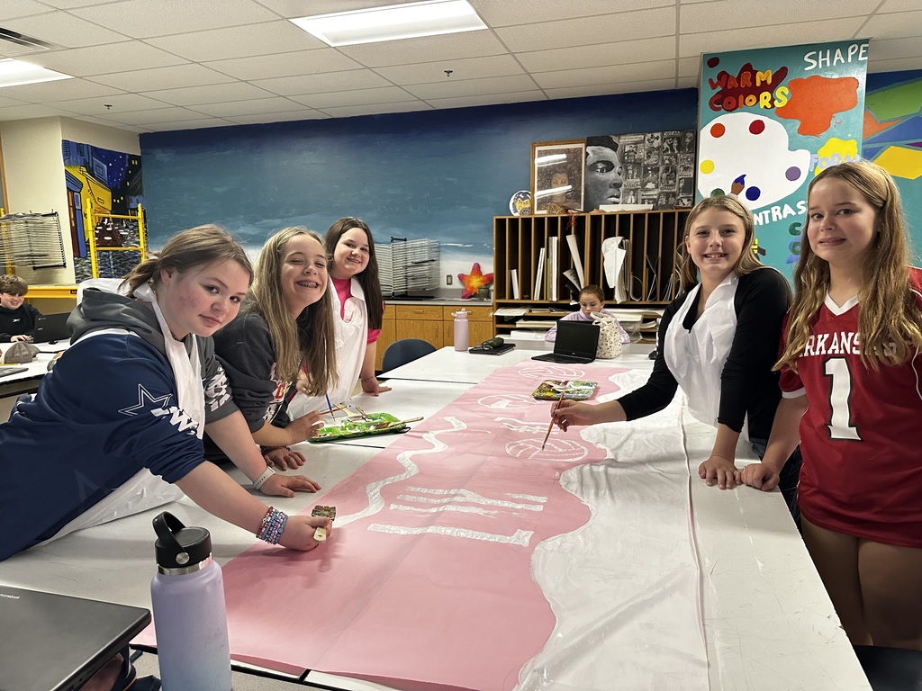 🎨 Our art room has been buzzing with creativity! Students have been working hard designing and painting banners for a variety of upcoming events, including Breast Cancer Awareness and Volleyball Senior Night. 💕🏐 We love seeing their artistic talents shine through to support our school and community! 👏✨ #StudentArtists #SchoolSpirit #CreativeGoblins #HarrisonMiddleSchool