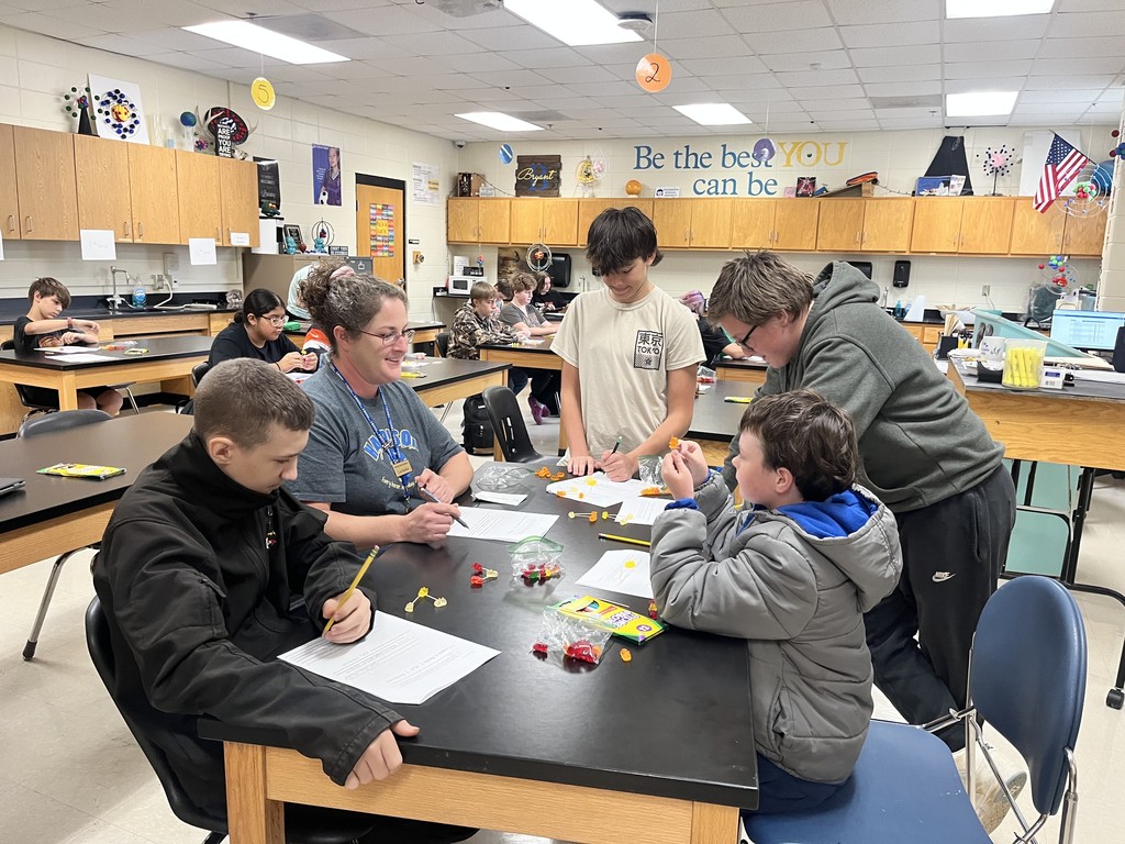 🧪 Hands-On Science Fun! Mrs. Bryant’s science students got creative while learning about molecules! Using gummy bears as atoms and toothpicks as bonds, students built models to show how atoms combine to form different molecules. 🍬🔬  Learning is always sweeter in science class! 💙💛 #HarrisonMiddleSchool #GreatGoblins #HandsOnLearning #ScienceIsSweet