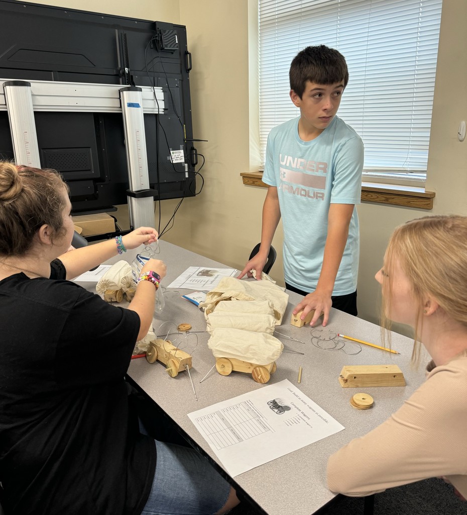 Students in Mrs. O’Dell’s Career Development classes took part in the Wagon Masters event, practicing bartering skills by building wagons! 🛠️ Each team had to trade and negotiate for the best wagon parts — a fun and creative way to learn real-world decision-making skills!  A big thank you to Boone County Extension Agents Denyse Hensley and Ashley Edson for bringing this wonderful activity to HMS! 💙💛  #HarrisonMiddleSchool #GreatGoblins #CareerDevelopment #WagonMasters #HandsOnLearning #RealWorldSkills #CommunityPartners