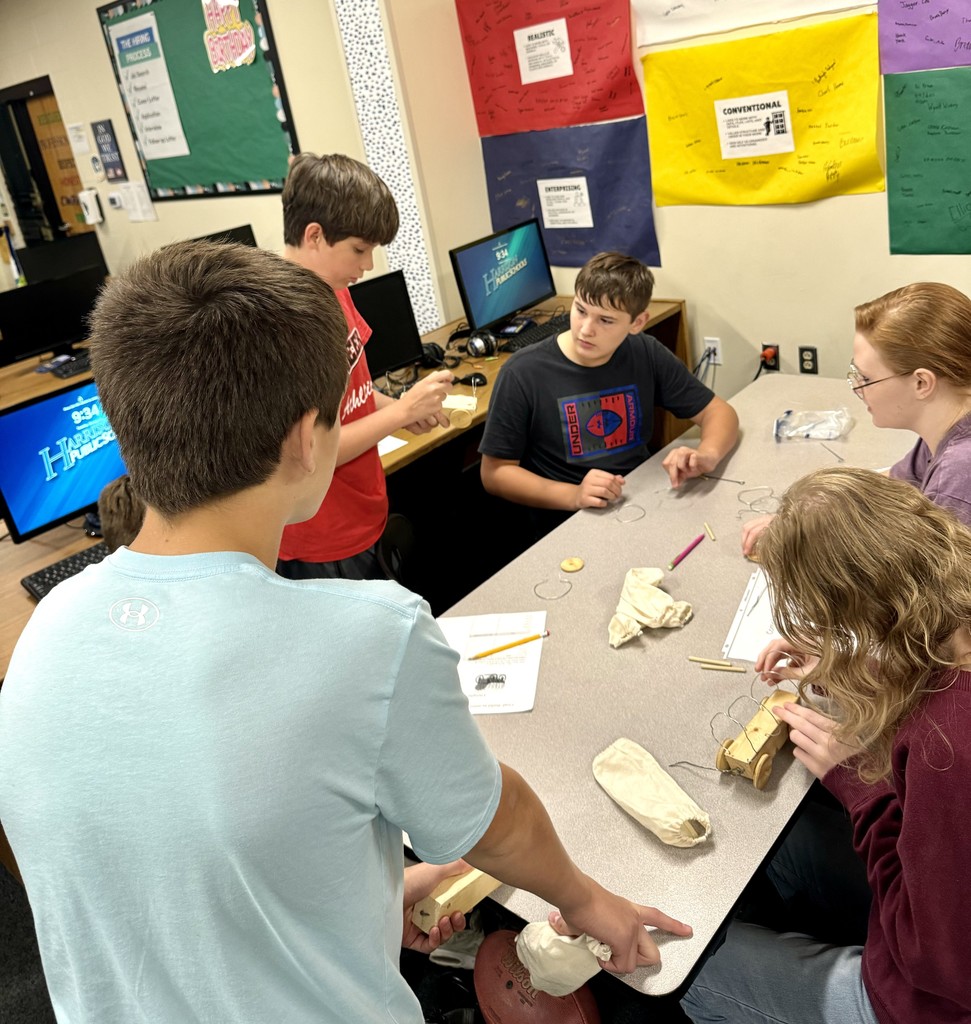 Students in Mrs. O’Dell’s Career Development classes took part in the Wagon Masters event, practicing bartering skills by building wagons! 🛠️ Each team had to trade and negotiate for the best wagon parts — a fun and creative way to learn real-world decision-making skills!  A big thank you to Boone County Extension Agents Denyse Hensley and Ashley Edson for bringing this wonderful activity to HMS! 💙💛  #HarrisonMiddleSchool #GreatGoblins #CareerDevelopment #WagonMasters #HandsOnLearning #RealWorldSkills #CommunityPartners