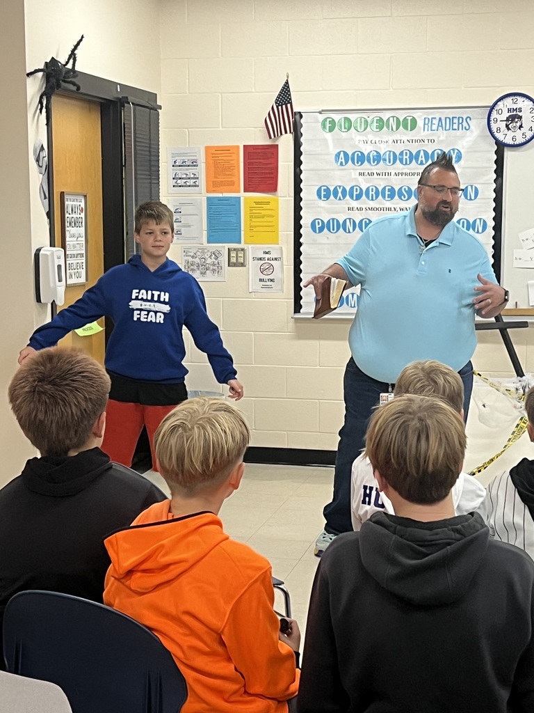 🙏 A Message from FCA! Wow! We had 84 students at 5th Grade FCA — what a blessing! 💛  A big thank you to Josh Petersen, Youth Minister at First Baptist Church, for sharing an inspiring message about Noah and Jonah and for bringing doughnuts for everyone! 🍩💙  Our students were truly encouraged by your words! #HarrisonMiddleSchool #GreatGoblins #FCA #FaithInAction #InspiringStudents #HMSFamily