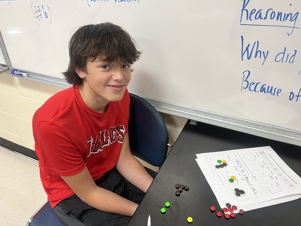 🍬 Science in Action! In Mrs. Bryant’s Science classes, students used M&M’s to represent atoms of different elements! By arranging and rearranging their candy “atoms” to balance chemical equations, they modeled how matter is neither created nor destroyed during a chemical reaction. ⚗️✨  This fun, hands-on activity was a sweet way to explore the Law of Conservation of Mass! 💙💛 #HarrisonMiddleSchool #GreatGoblins #HMSScience #HandsOnLearning #STEMFun #ScienceIsSweet