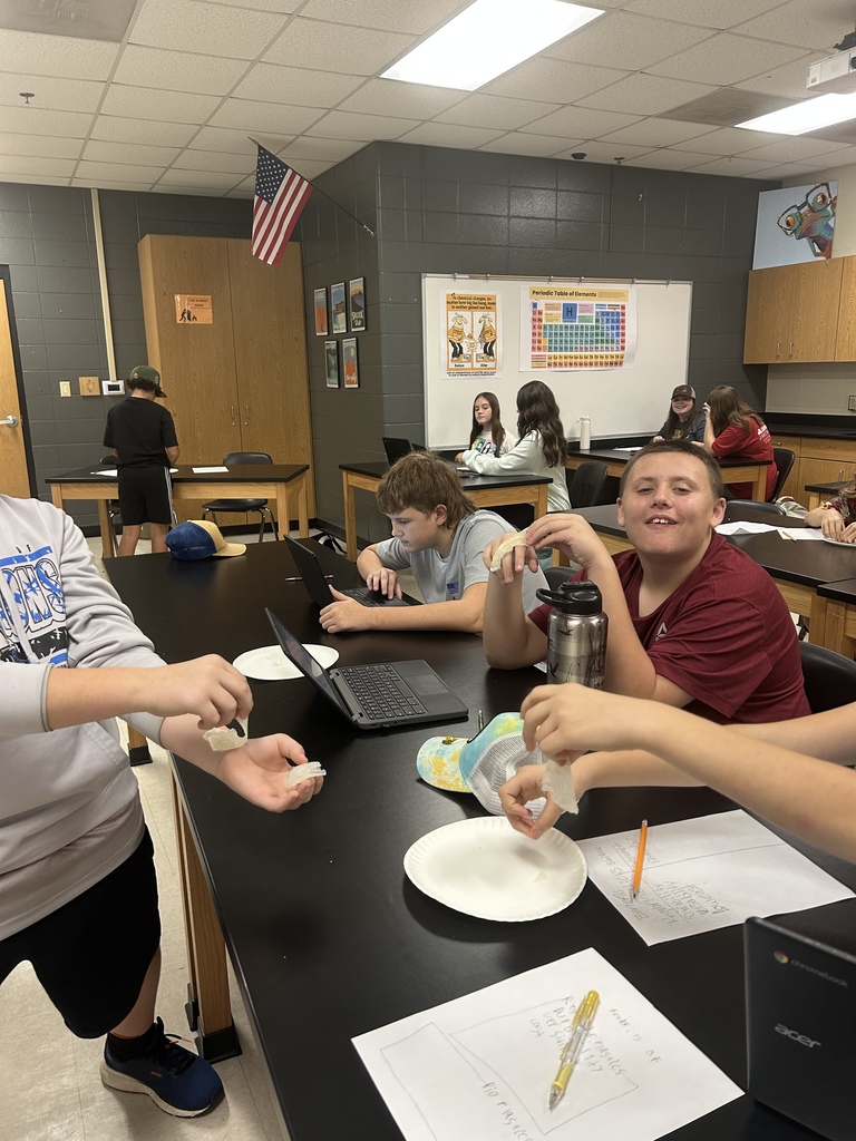 🧪 Science in Action! Mrs. Scoggins’ students explored “Is bioplastic a synthetic material?” 🌱  They learned that bioplastics are made from natural materials like cornstarch or sugarcane — and even made their own in the microwave! 💙💛   #HarrisonMiddleSchool #GreatGoblins #HMSScience #HandsOnLearning #STEMFun #Bioplastics