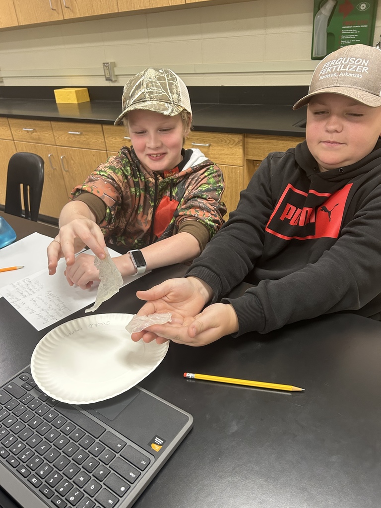 🧪 Science in Action! Mrs. Scoggins’ students explored “Is bioplastic a synthetic material?” 🌱  They learned that bioplastics are made from natural materials like cornstarch or sugarcane — and even made their own in the microwave! 💙💛   #HarrisonMiddleSchool #GreatGoblins #HMSScience #HandsOnLearning #STEMFun #Bioplastics