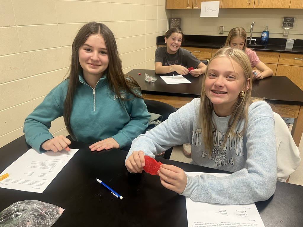 🧪 Science in Action! Mrs. Bryant’s 7th grade science students have been busy in the lab creating bioplastic!  Using a mixture of cornstarch, water, and vegetable oil, students explored how combining natural materials can form a synthetic product. This hands-on experiment helped students understand how science connects natural resources to the materials we use every day. 🌱💙💛  #HarrisonMiddleSchool #GreatGoblins #HMSScience #Bioplastics #HandsOnLearning #STEMFun #Innovation