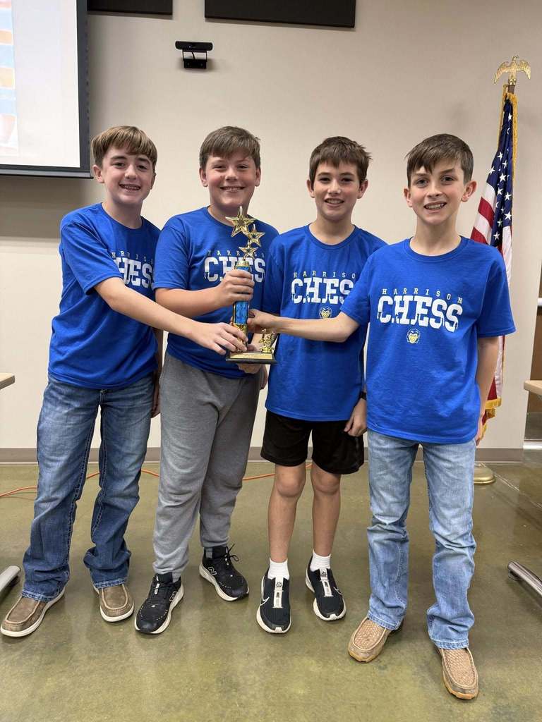 students with trophy