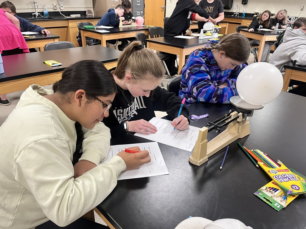 🧪🎈 Is Air Matter? Our 7th-Grade Scientists Say YES!  Mrs. Bryant’s 7th-grade scientists set out to investigate whether air is matter. Using balloons and a triple-beam balance, students compared the mass of a deflated balloon to an inflated one.  They discovered that the inflated balloon weighed more — proving that air has mass and takes up space!  Hands-on experiments like this help students see science in action! 💙💛  #HarrisonMiddleSchool #GreatGoblins #ScienceIsEverywhere #7thGradeScience #HandsOnLearning #FutureScientists