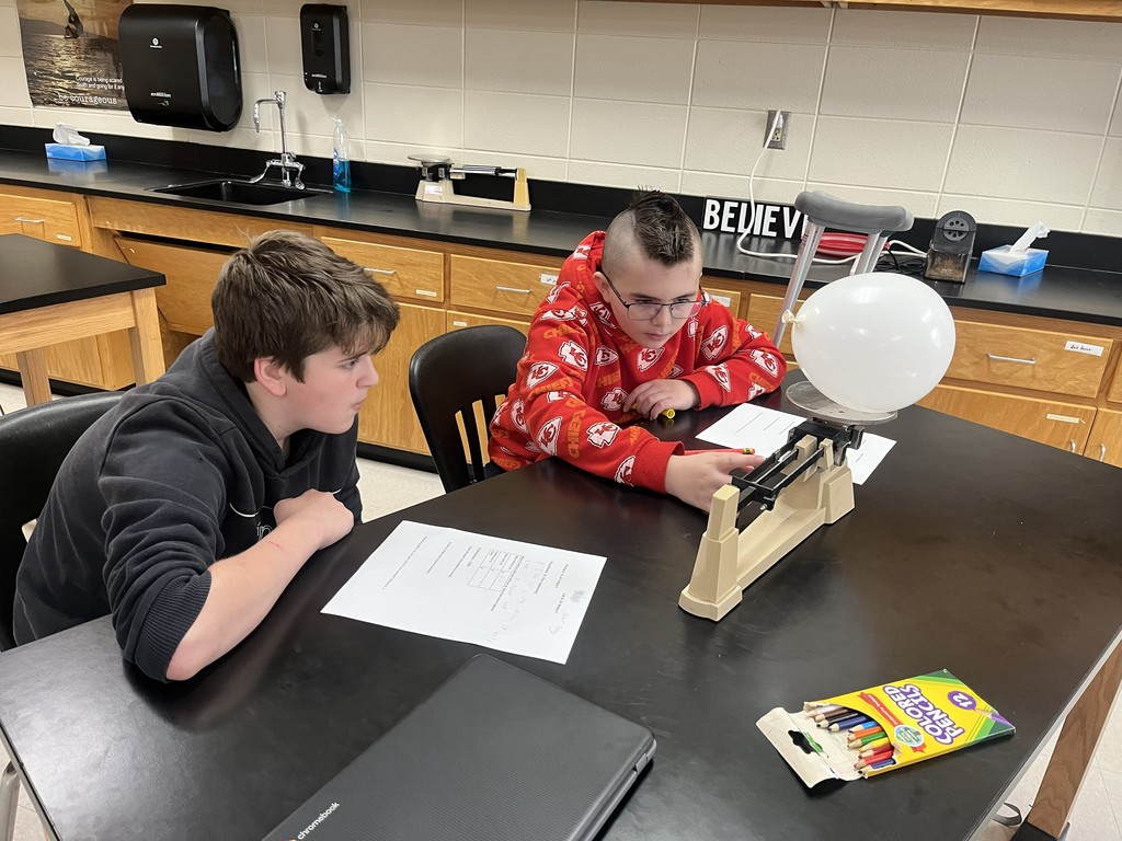 🧪🎈 Is Air Matter? Our 7th-Grade Scientists Say YES!  Mrs. Bryant’s 7th-grade scientists set out to investigate whether air is matter. Using balloons and a triple-beam balance, students compared the mass of a deflated balloon to an inflated one.  They discovered that the inflated balloon weighed more — proving that air has mass and takes up space!  Hands-on experiments like this help students see science in action! 💙💛  #HarrisonMiddleSchool #GreatGoblins #ScienceIsEverywhere #7thGradeScience #HandsOnLearning #FutureScientists