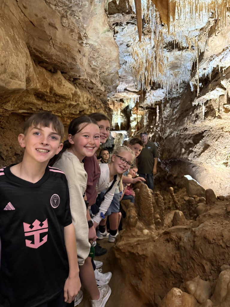 🪨💎 Science Club Adventure! 💎🪨  The Harrison Middle School 5th and 6th Grade Science Club had an amazing time exploring Cosmic Cavern in Berryville, AR! 🌎✨  Students explored the incredible cave system — home to two bottomless lakes — panned for gems, and enjoyed the beauty of the natural surroundings.  What a fun and educational adventure for our Great Goblins! 💙💛  #HarrisonMiddleSchool #GreatGoblins #ScienceClub #STEMAdventures #HandsOnLearning #CosmicCavern #ExploringScience