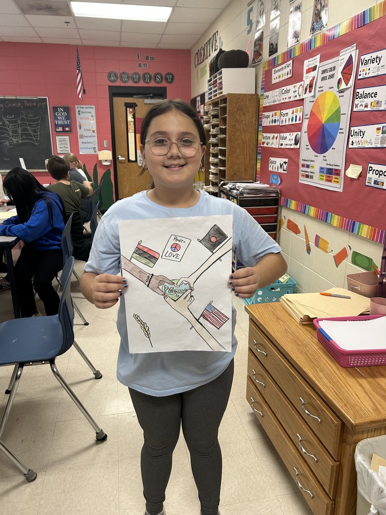 🎨🕊️ Congratulations, Lilly! 🕊️🎨  We are proud to announce that Lilly Breedlove received 2nd place in the Lions International Peace Poster Contest for our district!  This contest gives students the opportunity to express what peace means to them through art, and Lilly’s hard work and creativity truly shined.  Way to go, Lilly — we are so proud of you! 💙💛  #HarrisonMiddleSchool #GreatGoblins #PeacePosterContest #StudentArtists #ProudMoment #CreativityInAction