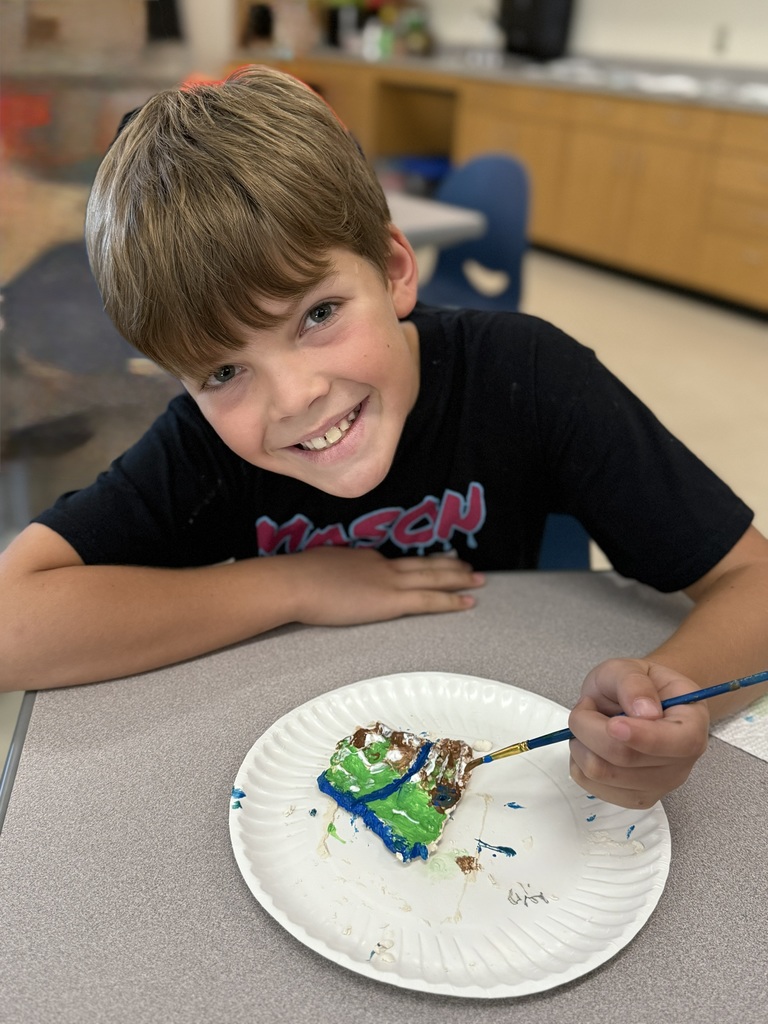 🗺️🎨 Topography in 3D! 🎨🗺️  Mrs. Still’s 5th Grade Social Studies class is diving into topographical maps, and today they brought their learning to life!  Students used air-dry clay to create 3D topographical maps of Arkansas, then painted them to reflect the state’s unique landforms and elevations.  What a fun and hands-on way to explore geography! 💙💛  #HarrisonMiddleSchool #GreatGoblins #SocialStudies #Topography #HandsOnLearning #ArkansasGeography #CreativeClassroom