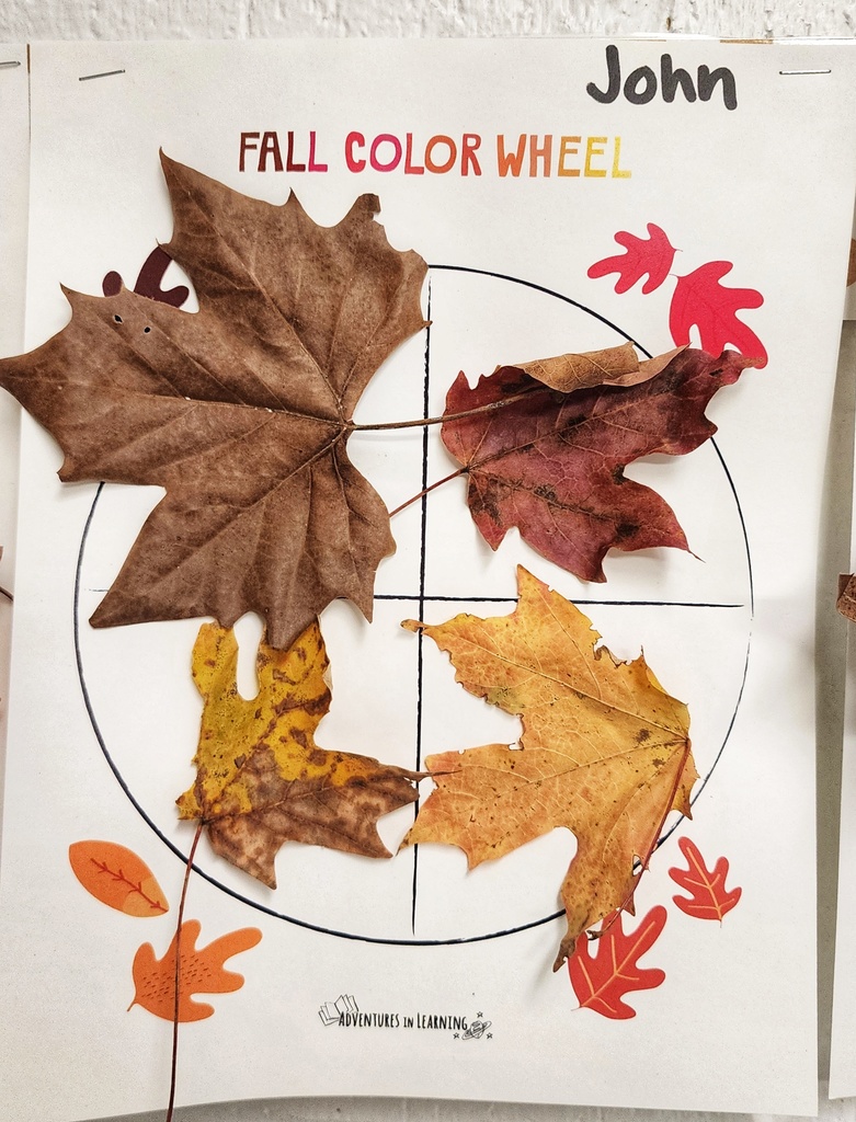 student's "Fall Color Wheel" art project