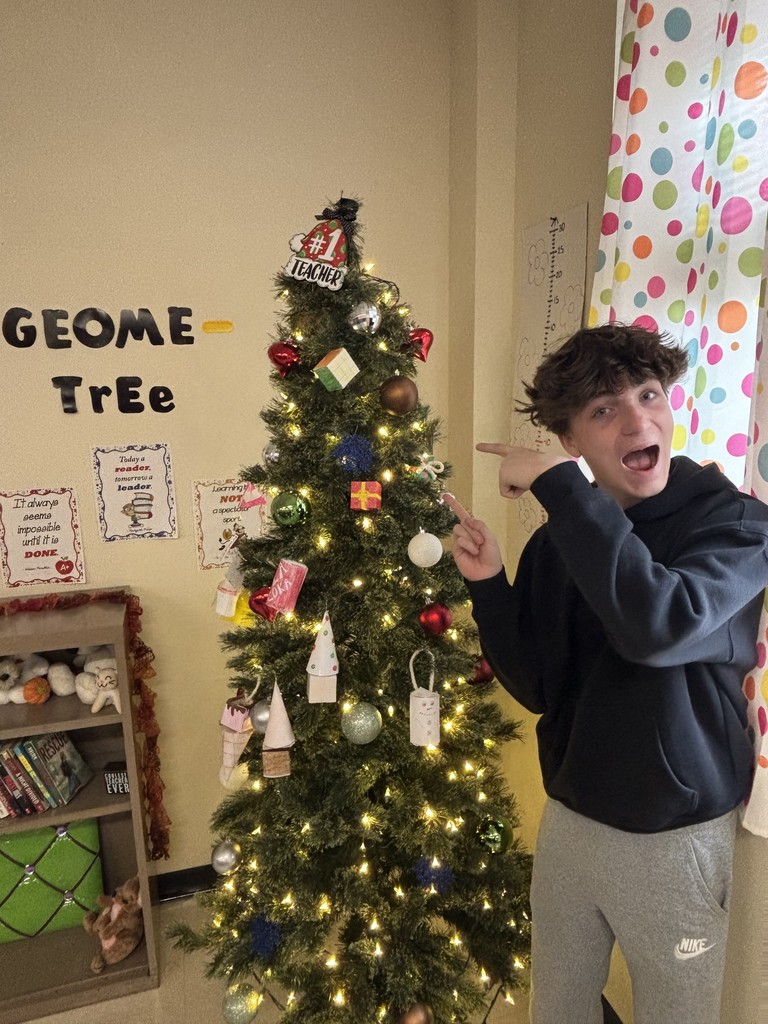 🎄📐 Holiday Spirit in Math Class! 📐🎄 Mrs. Yancey’s Math Classes are getting into the holiday spirit by decorating their very own Geome-Tree!  Students created geometric-shaped ornaments and had a great time adding their designs to the tree. What a fun way to combine math and creativity! 💙💛  #HarrisonMiddleSchool #GreatGoblins #HMSMath #HolidaySpirit #GeomeTree #CreativeClassroom