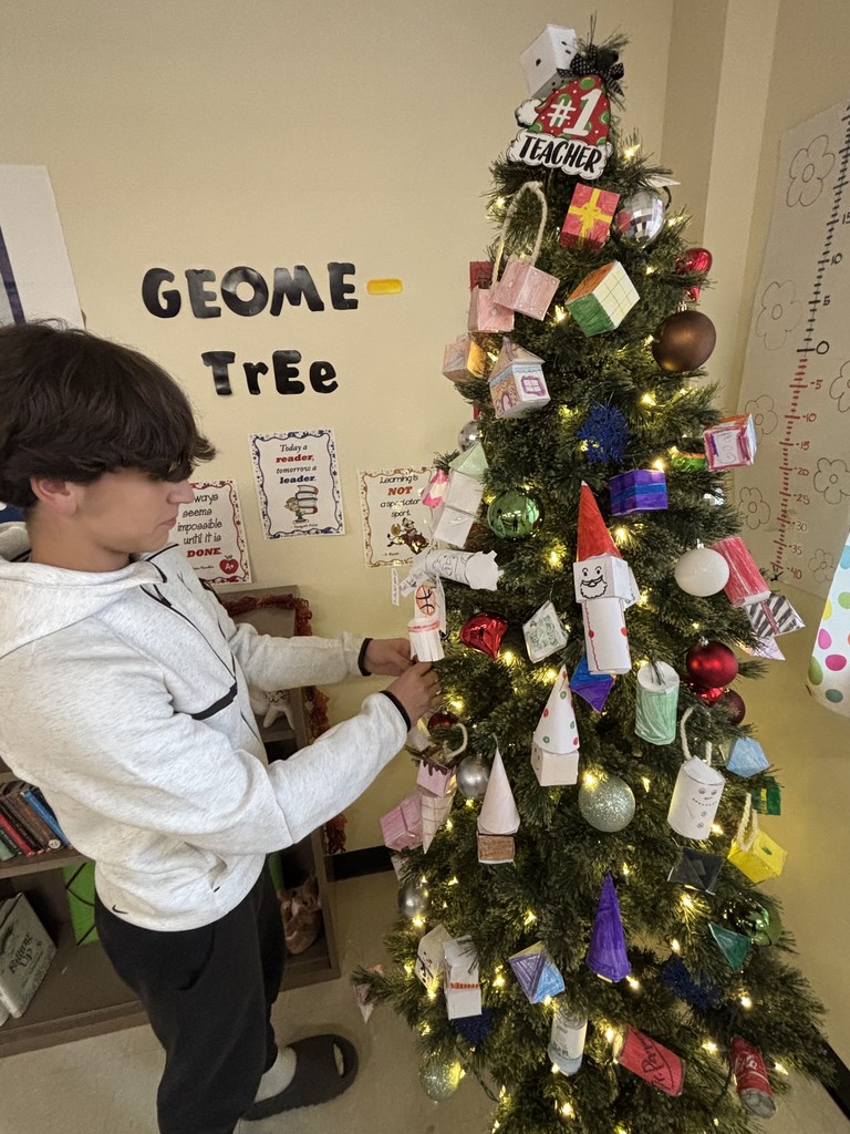 🎄📐 Holiday Spirit in Math Class! 📐🎄 Mrs. Yancey’s Math Classes are getting into the holiday spirit by decorating their very own Geome-Tree!  Students created geometric-shaped ornaments and had a great time adding their designs to the tree. What a fun way to combine math and creativity! 💙💛  #HarrisonMiddleSchool #GreatGoblins #HMSMath #HolidaySpirit #GeomeTree #CreativeClassroom