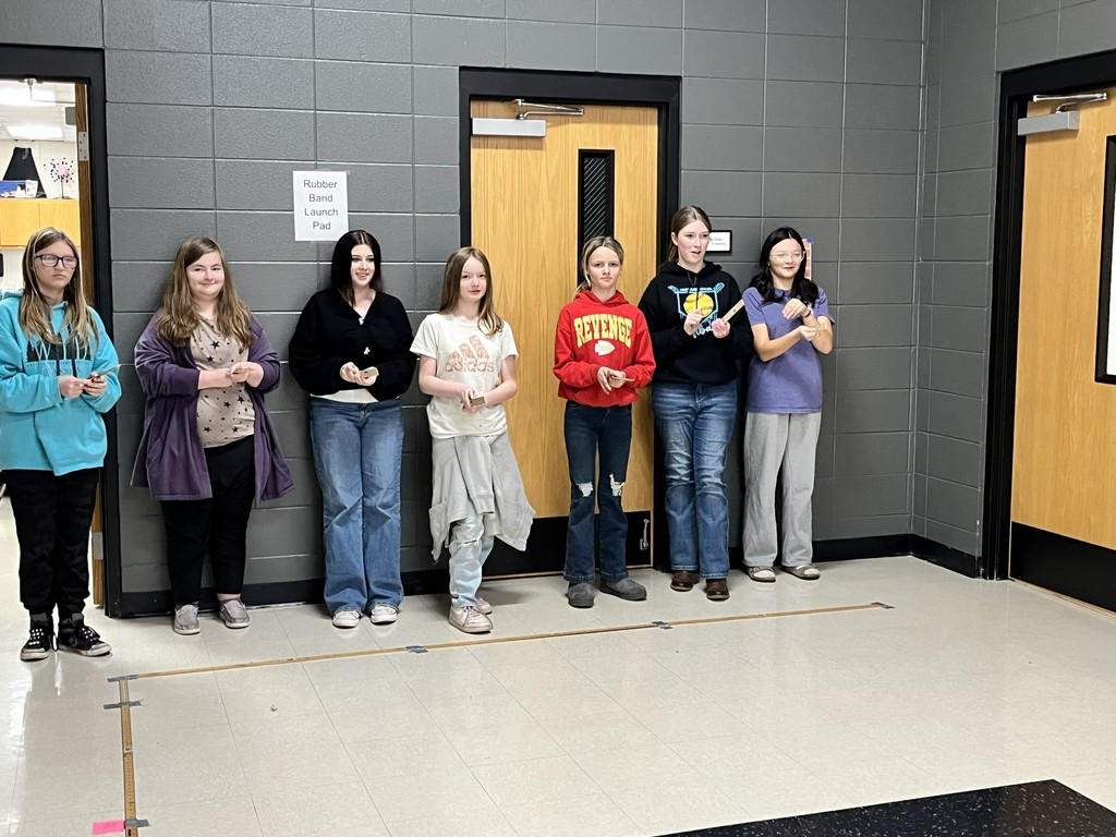 What a Stretch! Our Mrs. Bryant's 7th-grade scientists tested how the amount of stretch in a rubber band affects the distance it travels! Students pulled the rubber band back to 5 inches and 7 inches, recorded multiple trials, and compared their results.  They discovered that the more you stretch a rubber band, the more potential energy it stores—and the farther it flies when that energy turns into kinetic energy. 🚀  Hands-on learning = big discoveries! 🔬💡