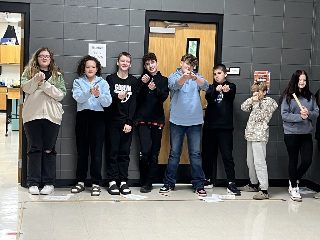 What a Stretch! Our Mrs. Bryant's 7th-grade scientists tested how the amount of stretch in a rubber band affects the distance it travels! Students pulled the rubber band back to 5 inches and 7 inches, recorded multiple trials, and compared their results.  They discovered that the more you stretch a rubber band, the more potential energy it stores—and the farther it flies when that energy turns into kinetic energy. 🚀  Hands-on learning = big discoveries! 🔬💡