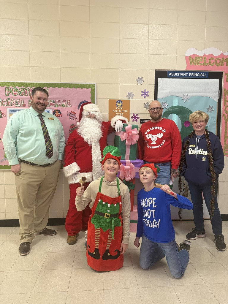 🎅✨ Santa and his elves made a special stop at the Assistant Principal’s office today! They were busy checking the Naughty & Nice List and chatting about all the wonderful things happening at HMS.  We’re pretty sure our Goblins made a great impression! 💙💛  #HarrisonMiddleSchool #GreatGoblins #HolidayFun #SantaVisit