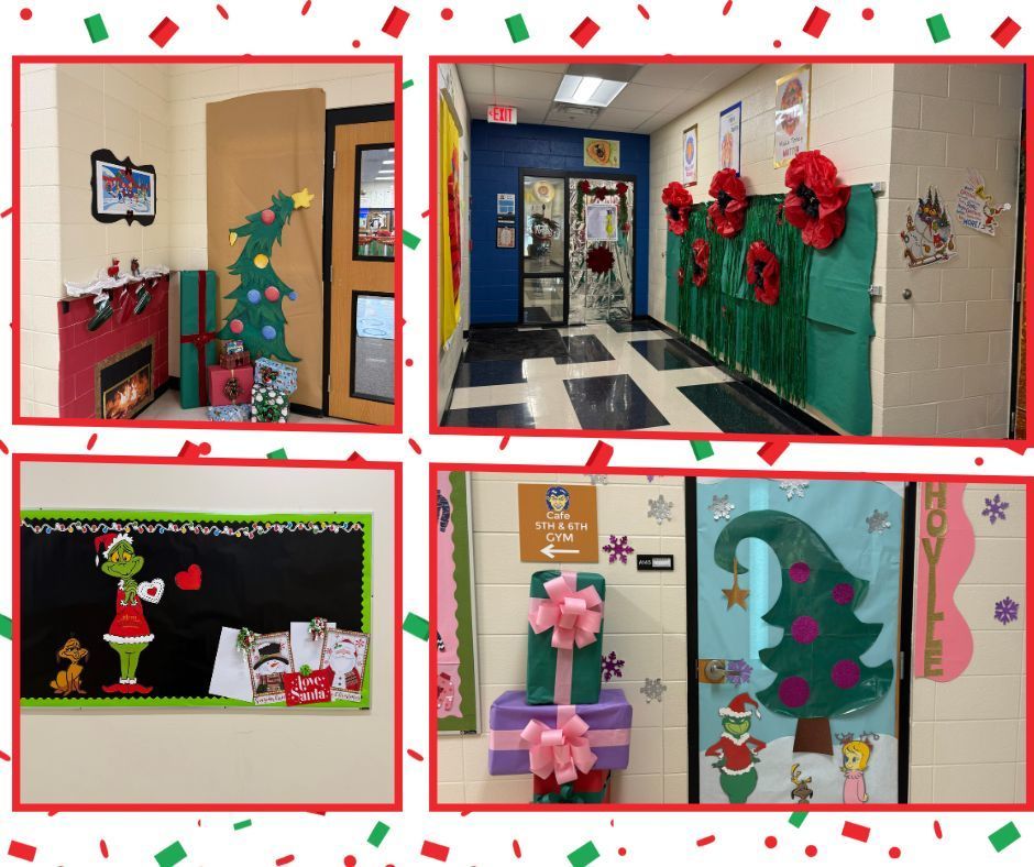 🎄✨ It’s beginning to look a lot like Christmas all through the school! ✨🎄  Harrison Middle School is filled with holiday cheer, and our halls are looking more festive than ever. Enjoy these photos showcasing the amazing Holiday Spirit shining throughout HMS! 💙💛  #HarrisonMiddleSchool #GreatGoblins #HolidaySpirit #ChristmasAtHMS #FestiveFun
