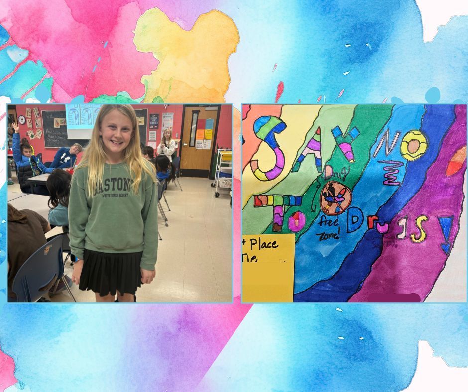 🎉🎨 Congratulations to Keagan B. and Elin P.! 🎨🎉  These talented students tied for 1st place in the Harrison Elks Lodge Drug Awareness Poster Contest!  We are so proud of their creativity, hard work, and powerful messages. Way to go, Great Goblins! 💙💛  #HarrisonMiddleSchool #GreatGoblins #StudentArtists #DrugAwareness #ElksLodgeContest #ProudMoment