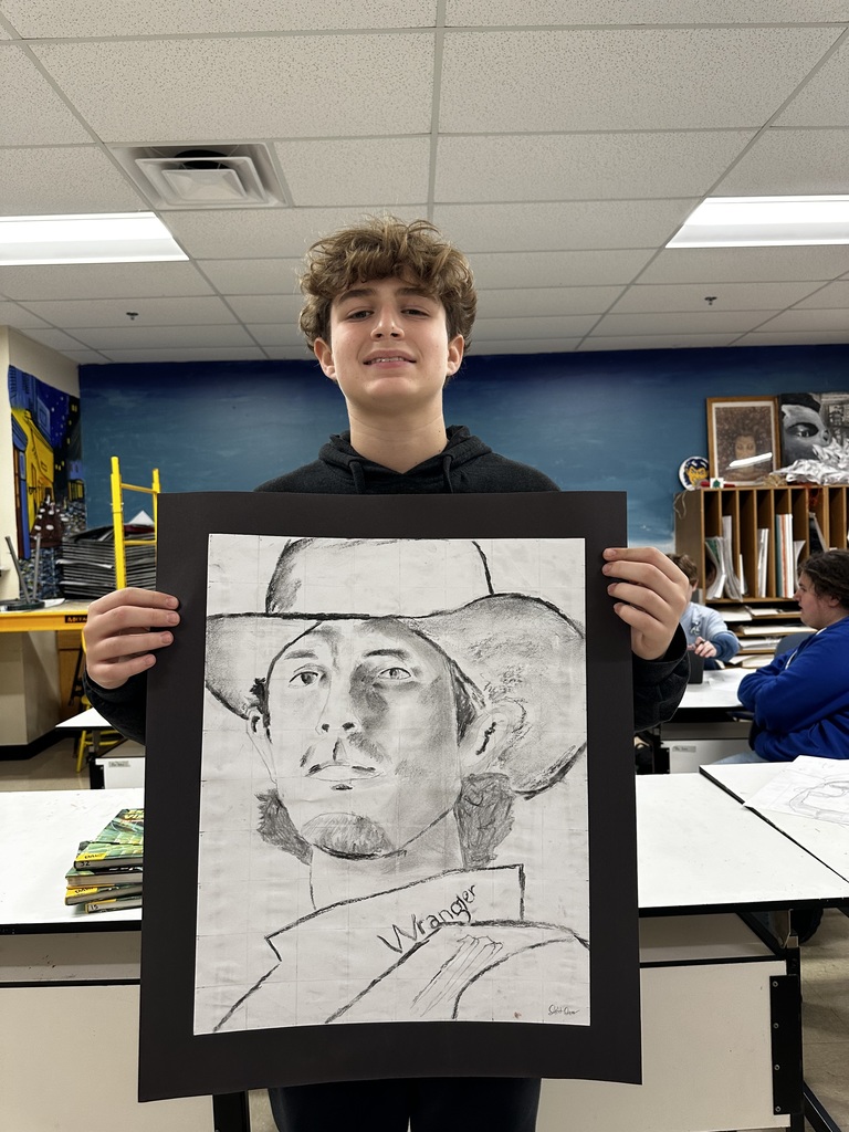 🎨📏 Amazing Gridline Art by Our 7th–8th Grade Students! 📏🎨  Our 7th and 8th Grade Art students have been hard at work on their Gridline Art projects — and their final pieces are truly fantastic!  The grid method encourages students to focus on small sections rather than the entire picture at once, helping them build confidence and accuracy. Several students found great success using this technique!  We’re so proud of their effort, patience, and creativity! 💙💛  #HarrisonMiddleSchool #GreatGoblins #HMSArt #GridlineArt #StudentArtists #CreativeClassroom