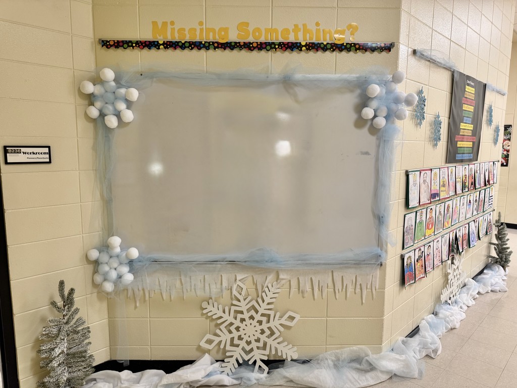 A huge thank you to Haley Bright and her son, Walker, for turning our Pioneer Hallway into a magical Winter Wonderland! ❄️✨  Their creativity, hard work, and festive spirit transformed the space for the holiday season. Our students LOVE walking through the hallway each day and enjoy seeing their own work added to the festive feel! 💙💛  Thank you for helping make HMS shine!    #HarrisonMiddleSchool #GreatGoblins #HolidaySpirit #ChristmasAtHMS #FestiveFun