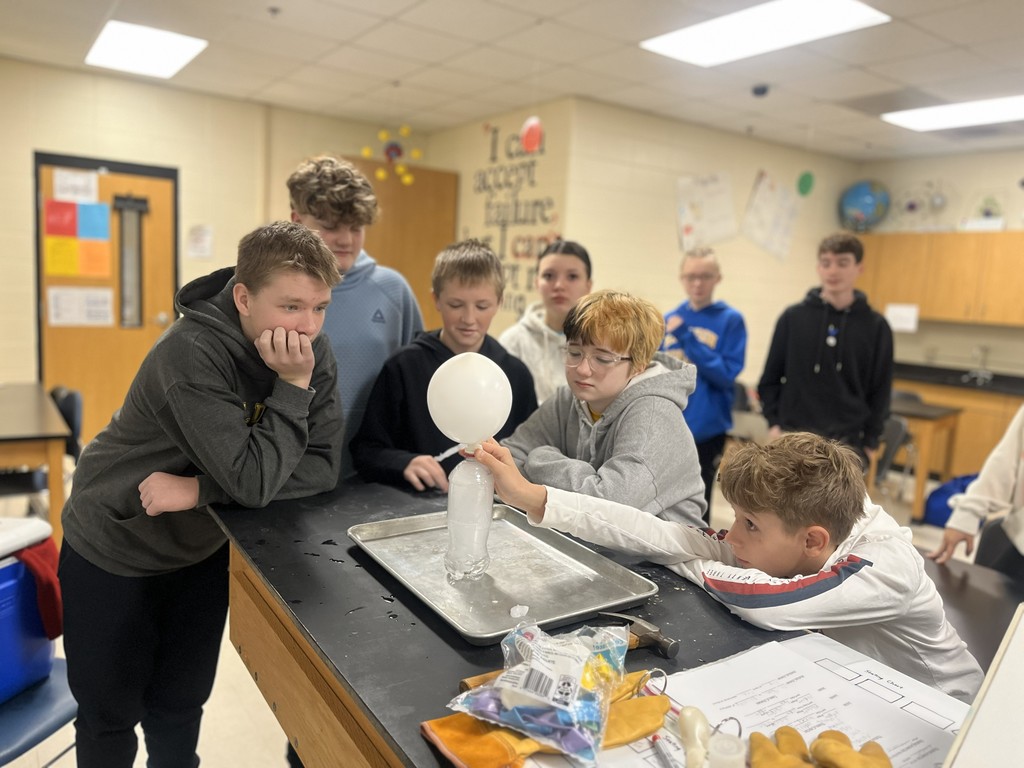 ❄️🧪 Science in Action! 🧪❄️ Mrs. Bryant’s class had a blast exploring physical changes using dry ice! Students enjoyed exciting demonstrations and hands-on learning that made science come alive.  Science was definitely a hit! 💙💛  #HarrisonMiddleSchool #GreatGoblins #HMSScience #HandsOnLearning #STEMFun #PhysicalChanges #ScienceIsAwesome