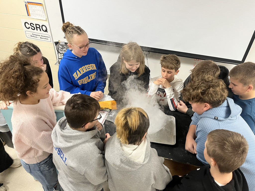 ❄️🧪 Science in Action! 🧪❄️ Mrs. Bryant’s class had a blast exploring physical changes using dry ice! Students enjoyed exciting demonstrations and hands-on learning that made science come alive.  Science was definitely a hit! 💙💛  #HarrisonMiddleSchool #GreatGoblins #HMSScience #HandsOnLearning #STEMFun #PhysicalChanges #ScienceIsAwesome