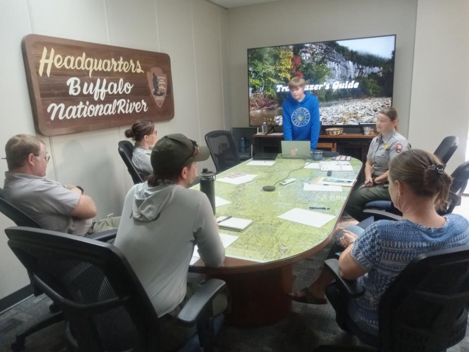 EAST students met with their Community Partners from the National Park Service back in the fall to get the ball rolling on their EAST project, Trailblazer’s Guide! 🌲🗺️ They’ll be working together to install signage and a temperature monitor near the Compton Trailhead. More information is coming soon!  #HMSEAST #EASTProgram #CommunityPartners #NationalParkService #TrailblazersGuide #StudentInnovation #OutdoorEducation #GoblinPride