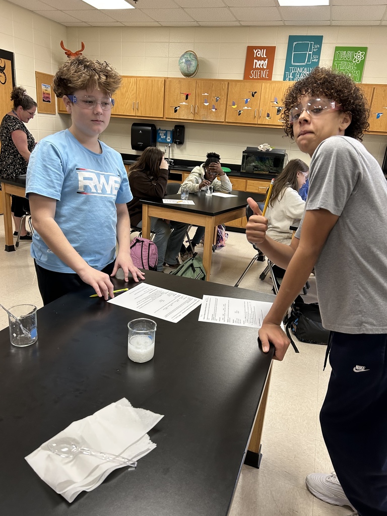 Mrs. Scoggins' s science class was studying evidence of a chemical reaction today! Students mixed two clear solutions together and observed the formation of a precipitate, showing that a chemical change had taken place. 🧪✨