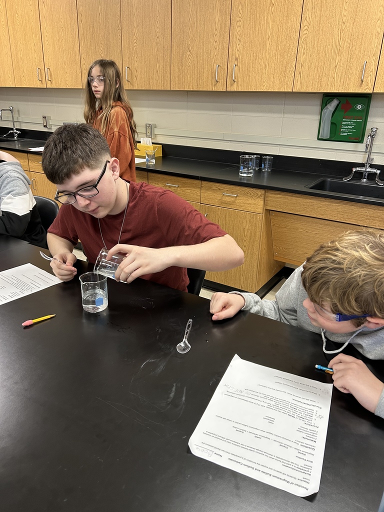 Mrs. Scoggins' s science class was studying evidence of a chemical reaction today! Students mixed two clear solutions together and observed the formation of a precipitate, showing that a chemical change had taken place. 🧪✨