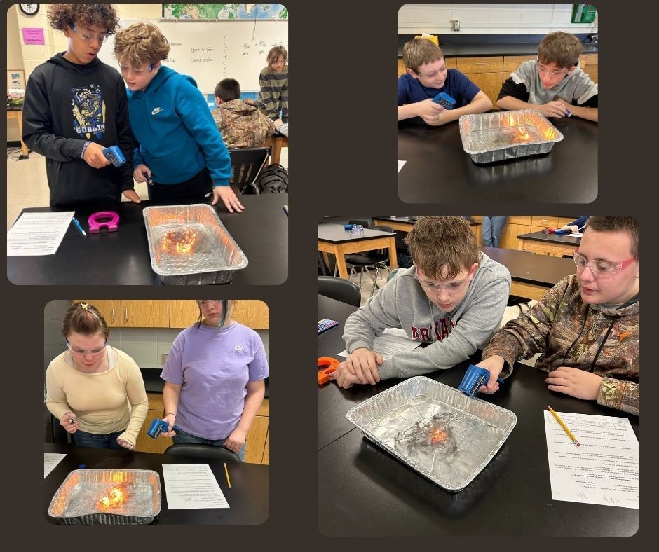 🔥⚡ Science in action in Mrs. Bryant’s and Mrs. Scoggin’s classes! Students used steel wool and a 9-volt battery to explore physical and chemical changes. When the steel wool heated up and glowed, they observed a true chemical reaction as iron oxide formed. Hands-on learning never looked so bright! 🧪✨     #HandsOnLearning #STEM #ScienceClass #ChemistryInAction #RealWorldScience #FutureScientists #MiddleSchoolScience #InquiryBasedLearning
