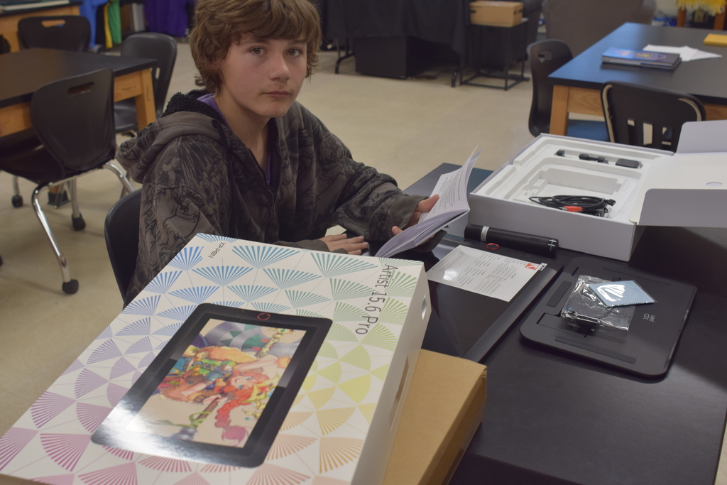 🎨💻 EAST@HMS Upgrade Grant in Action! 💻🎨  Here’s another item our EAST@HMS students purchased using Upgrade Grant funds—the XP-Pen Artist 15.6 Pro Drawing Tablet!  Dean, one of our resident artists, has taken on the responsibility of learning how to use this new tool and then training other EAST students to use it as well. We are excited to see how this technology will inspire creativity and collaboration within our program.  We can’t wait to see what you create, Dean! 👏✨  #EASTatHMS #UpgradeGrant #StudentArtists #DigitalArt #CreativeTechnology #StudentLeadership #ArtAndTechnology #HarrisonMiddleSchool