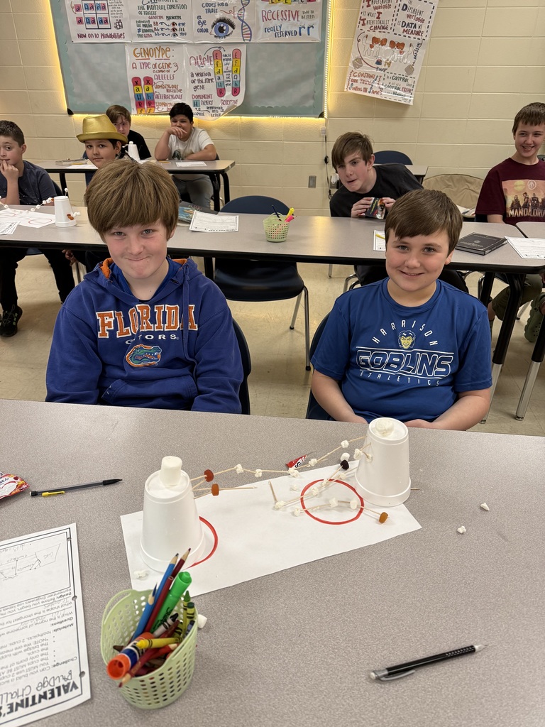 ❤️🔬 Valentine’s Day + STEM = FUN! 🔬❤️  Mrs. Lunsford’s class put their engineering skills to the test with a sweet Valentine’s STEM challenge! Students were tasked with building the longest bridge using only toothpicks, two cups, marshmallows, and fruit gummies. 🍬🦷  They had 25 minutes to design and build — and the creativity was amazing! After measuring each bridge, the team with the longest one took home the win! 🏆👏  Hands-on learning, teamwork, problem-solving… and a little Valentine’s fun mixed in! 💗  #HarrisonMiddleSchool #GoblinPride #STEMinAction #HandsOnLearning
