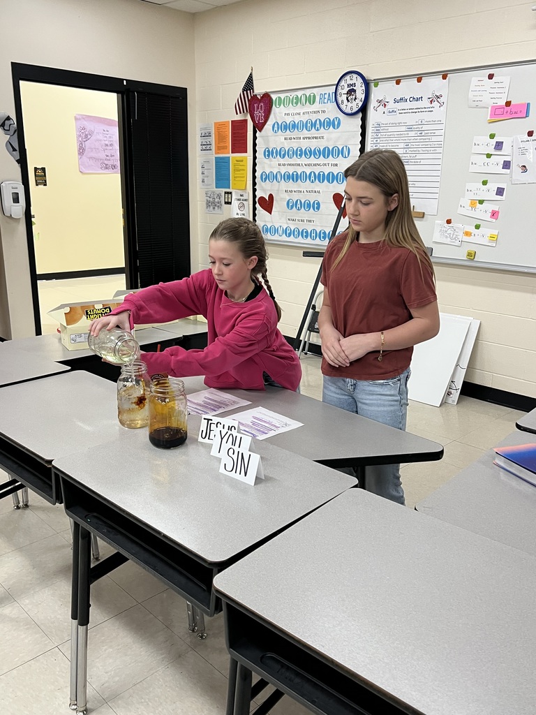 A Message from Our 5th Grade FCA  A huge thank you to Allie and Kinley for speaking to our 5th Grade FCA today! The students truly appreciated your message about the impact of sin in our lives and the reminder that Jesus wipes our sins away.  We also want to thank Allie and Kinley’s parents for providing the delicious donuts — they were a big hit! We are so grateful for your time, generosity, and encouragement to our students. 💛