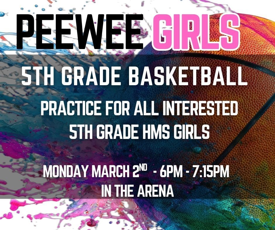 🏀 Attention 5th Grade Girls! 🏀  We’ve had an exciting amount of interest in our 5th grade girls basketball team for the upcoming local peewee league!  If your daughter is interested in playing, please plan to attend a practice on Monday, March 2nd at 6:00 PM in the arena.  We can’t wait to see all of our future Lady Goblins there! 💙🏀