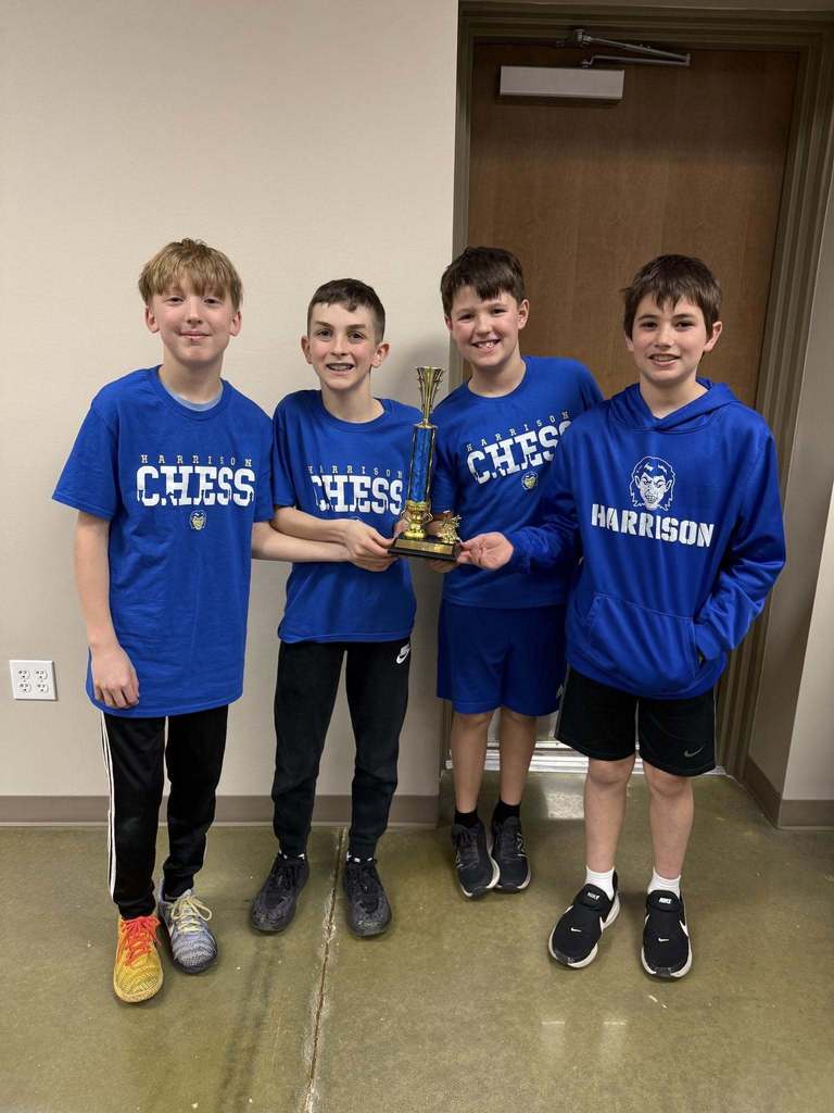 Way to go, HMS! ♟️🏆 HMS brought home 1st place in the 5th/6th grade division at today’s regional chess tournament! A huge congratulations to Finn, who went undefeated all day and earned the 1st place individual trophy! What an incredible accomplishment! We are so proud of our students for their focus, strategy, and sportsmanship. #HMSPride #Checkmate #Champions