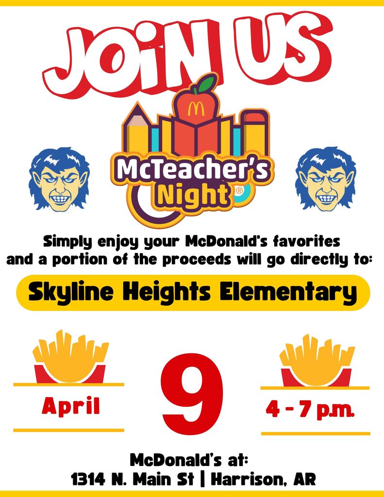 upcoming fundraiser on April 9 with McDonalds 4:00-7:00