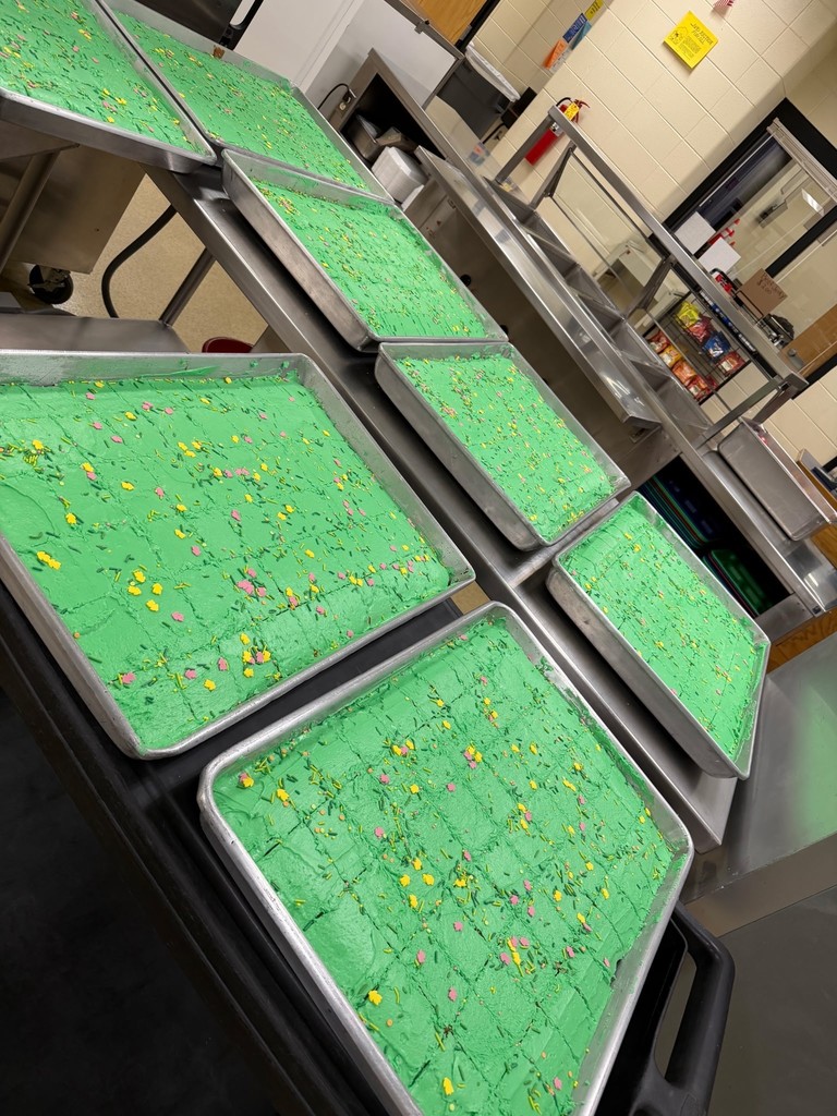 🍀 St. Patrick’s Day Fun at HMS! 🍀  Our amazing HMS cafeteria staff got into the holiday spirit by baking 10 sheet cakes of delicious green cake to treat all of our students today! 💚  We are so grateful for everything they do each and every day—serving up warm, delicious meals and caring for our students with a smile. Thank you for making today extra special! 🍰✨